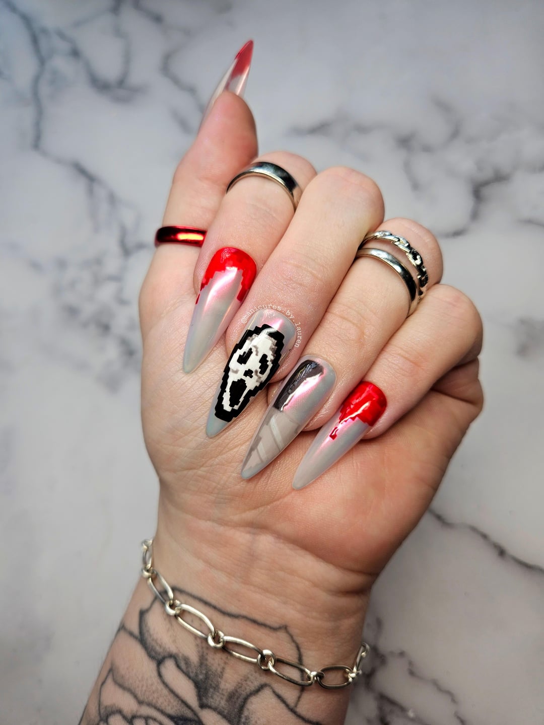 Hand painted 8 bit ghostface nails – COSMESTIC.COM ~ Beauty, Makup, and ...