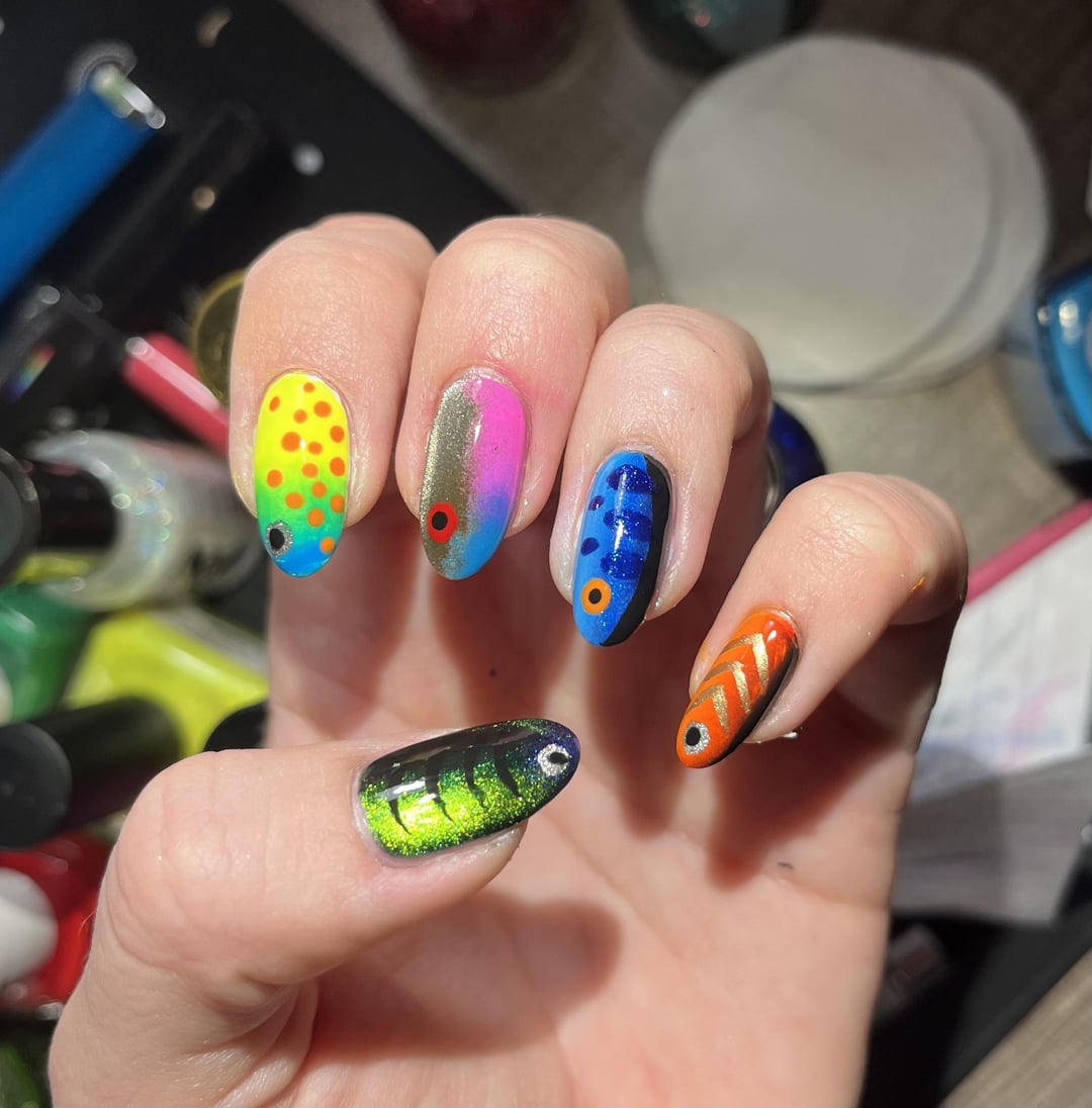 Fishing lure nails! ) Beauty, Makup, and Cosmetics