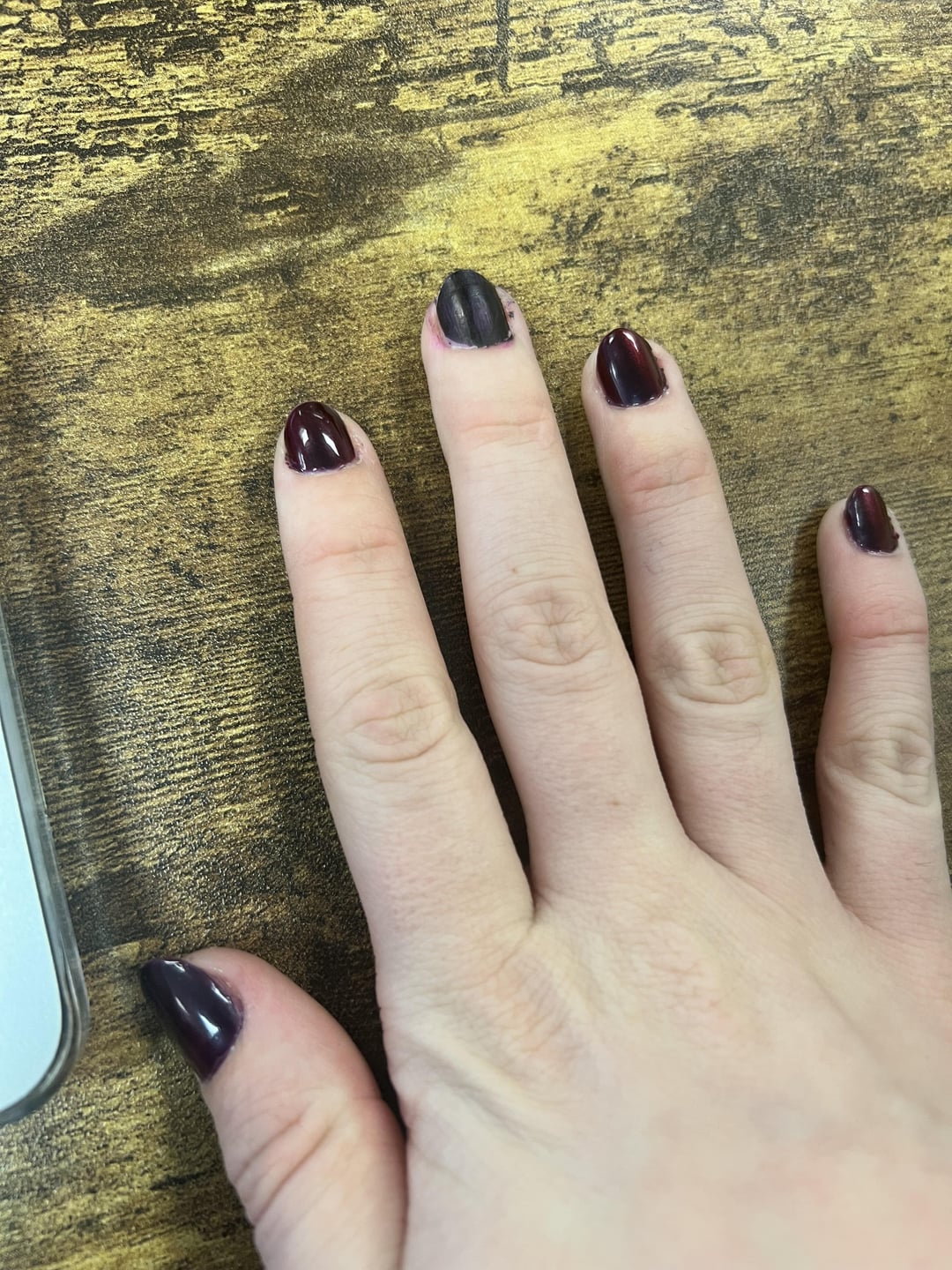 nail polish came off one finger at work and i was tired of looking at
