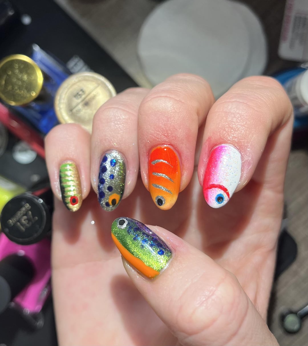 Fishing lure nails! ) Beauty, Makup, and Cosmetics